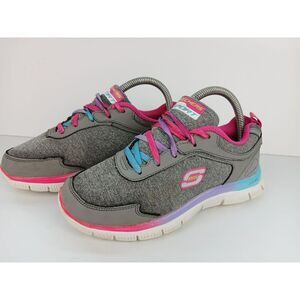Skechers Sports Flex Sole Girls Size 2.5 Shoes Sneakers  Style 81885L Grey